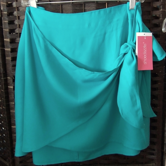 XXL NWT SHOEDAZZLE Aqua Green Faux Wrap Skirt - Picture 10 of 15